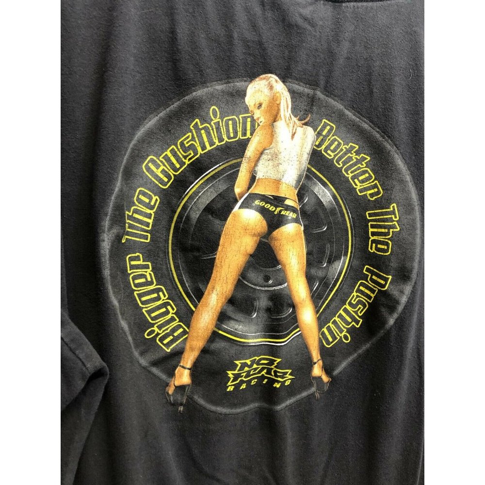 SOLD !Vintage No Fear Black Tattered worn grunge trashed  T Shirt XL pin up girl